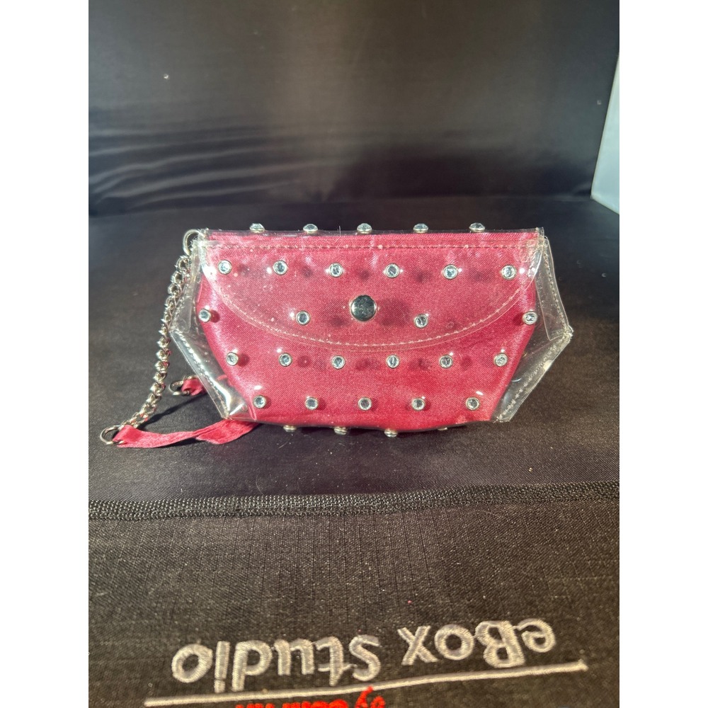 Victorias Secret Mini Bag Studded Clear Wristlet Sparkle Party Purse‎